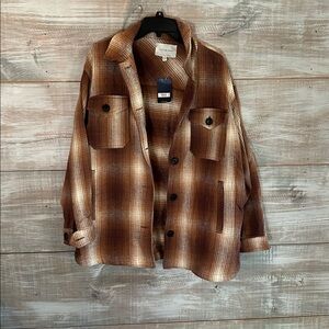 Lucky Brand Brown Plaid Shacket